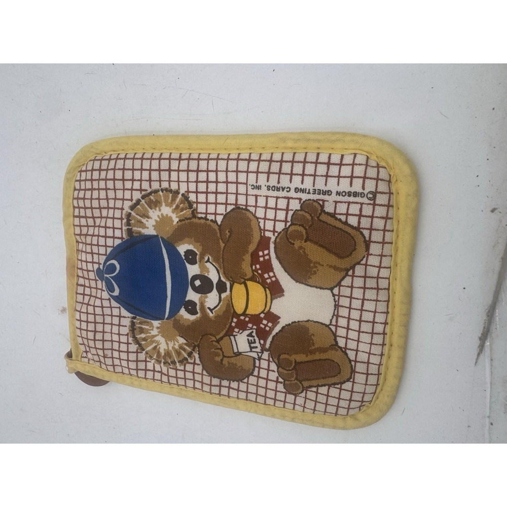 Vintage Gibson Greeting Cards Teddy Bear Pot Holder Oven Mitt Kitsch Retr